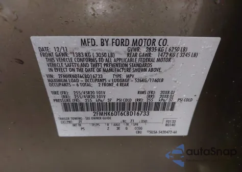 2012 Ford Flex Limited z USA, uszkodzony, nr VIN 2FMHK6DT6CBD16733